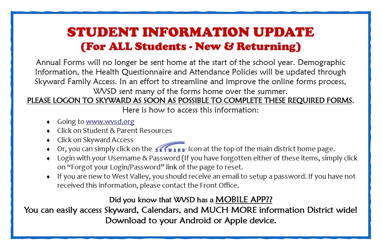 Student Information Update